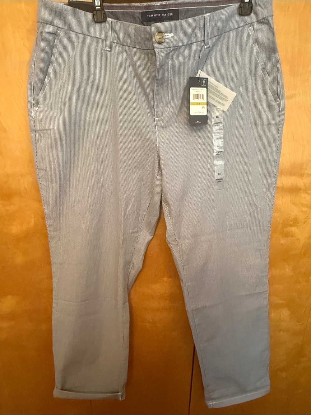 Tommy Hilfiger Chino Cropped Striped Pants Women Size 14